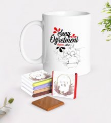Kişiye Özel Sınıf Öğretmeni Beyaz Kupa ve Çikolata Hediye Seti-12