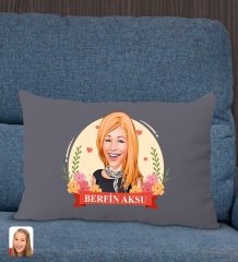 BK Gift Kişiye Özel Anneler Günü Karikatürlü Premium Kumaş Antrasit Dikdörtgen Kırlent Yastık, Anneler Günü Hediyesi, Ev Dekorasyonu-6