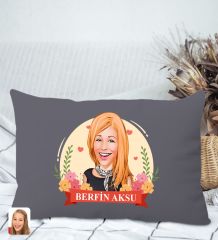 BK Gift Kişiye Özel Anneler Günü Karikatürlü Premium Kumaş Antrasit Dikdörtgen Kırlent Yastık, Anneler Günü Hediyesi, Ev Dekorasyonu-6