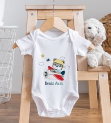 BK Kids Kişiye Özel Fotoğraflı Bebek Yastık ve Bebek Body Zıbın Hediye Seti - Model 52
