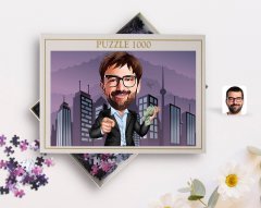 Kişiye Özel Erkek Milyoner Karikatürlü 1000 Parça Profesyonel Puzzle-1