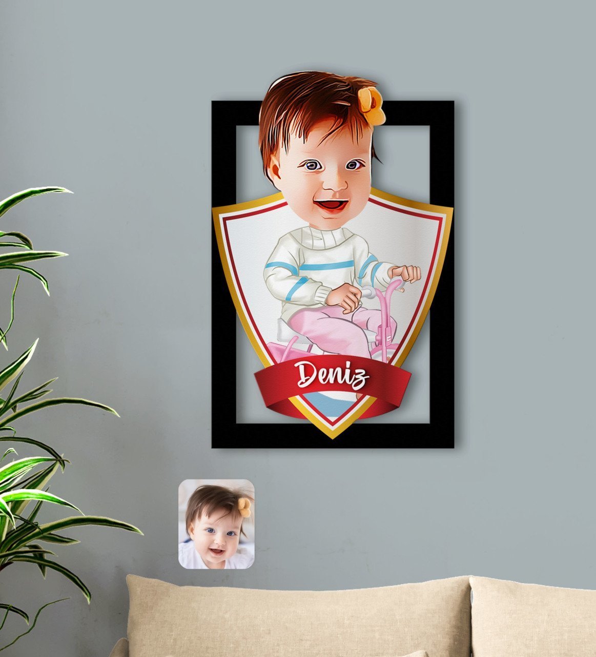 Kişiye Özel İsimli Bebek Karikatürlü 3D Ahşap Tablo-4
