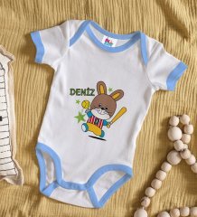 BK Kids Kişiye Özel Mavi Bebek Body Zıbın - Model 125