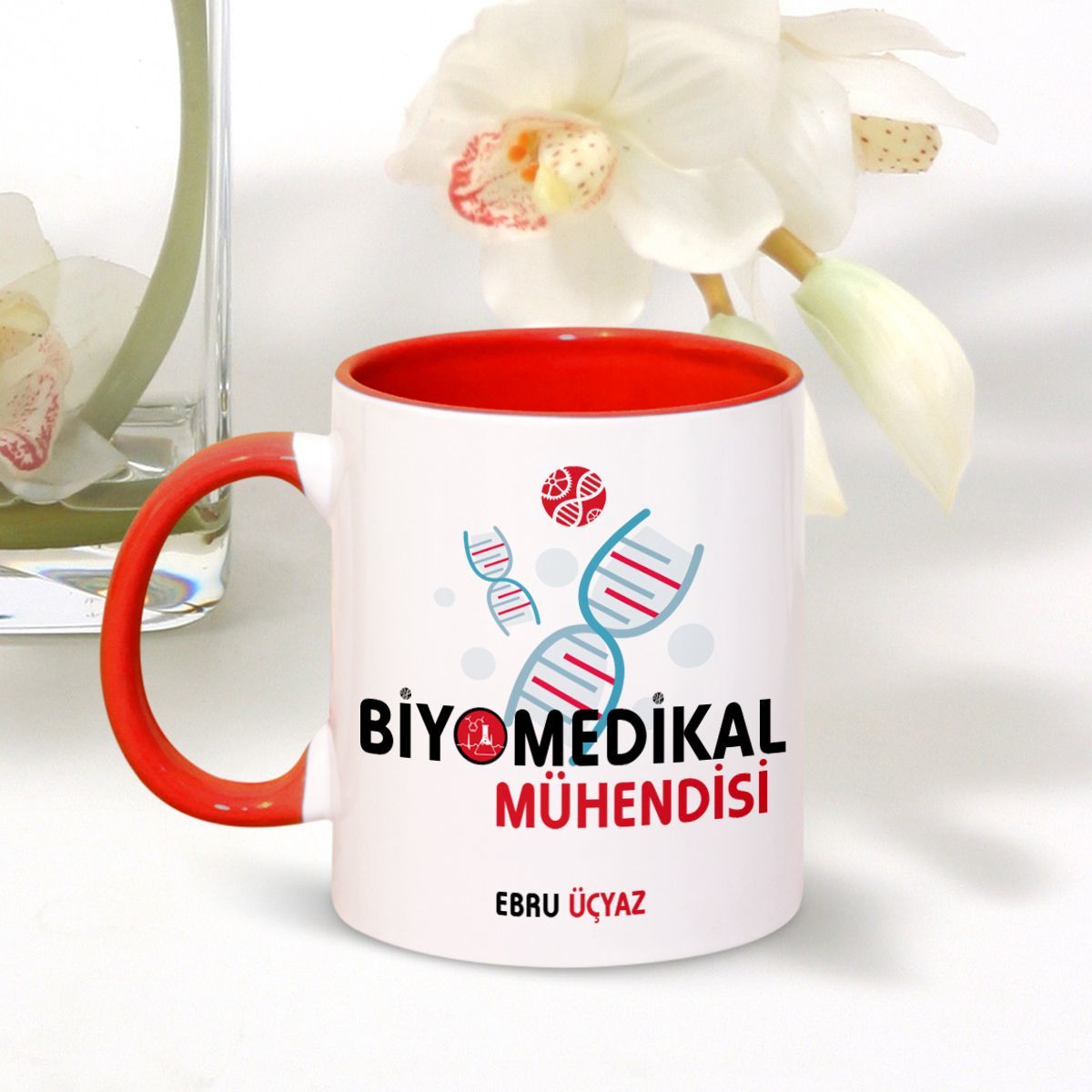 Kişiye Özel Mesleki Biyomedikal Mühendisi Kırmızı Kupa Bardak