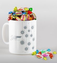 Kişiye Özel Yılbaşı Mutlu Yıllar Beyaz Kupa ve Haribo Şeker Hediye Seti-10