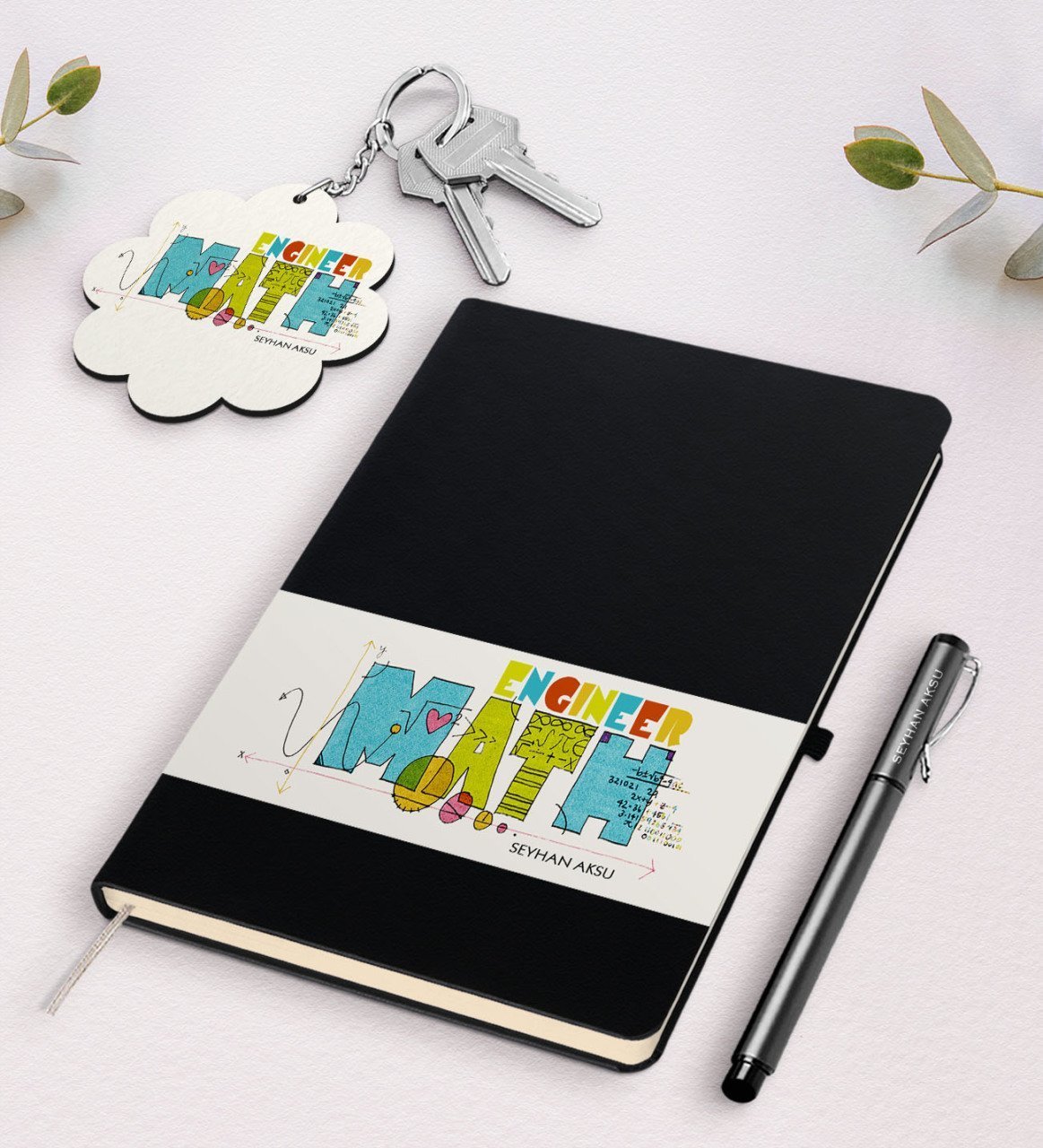 Kişiye Özel Matematik Mühendisi Siyah Defter Kalem Ve Anahtarlık Hediye Seti-2