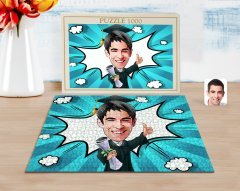 Kişiye Özel Erkek Mezun Karikatürlü 1000 Parça Profesyonel Puzzle-1