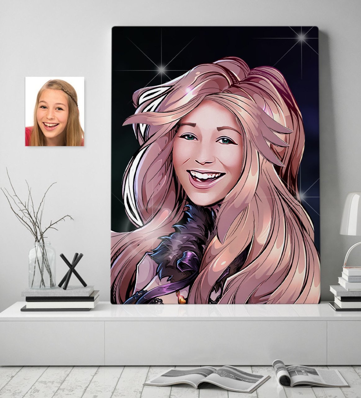 Kişiye Özel Kadın Karikatürlü Kanvas Tablo 70x100cm-53