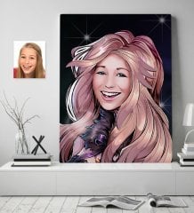 Kişiye Özel Kadın Karikatürlü Kanvas Tablo 70x100cm-53