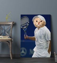Evcil Dostlara Özel Tenis Oyuncusu Tasarımlı Portre Kanvas Tablo 50x70cm-1