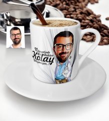 Kişiye Özel Bay Doktor Karikatür Türk Kahvesi Fincanı - 5
