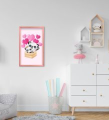 BK Home Sevimli Panda Tasarımlı Dekoratif Pembe Ahşap Çerçeveli Çocuk Odası Tablo-5