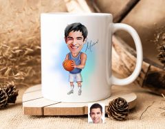 Bk Gift Kişiye Özel Erkek Basketbolcu Karikatürlü Beyaz Kupa Bardak-6, Sevgiliye Hediye, Arkadaşa Hediye