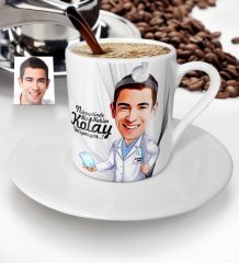 Kişiye Özel Bay Diş Hekimi Karikatür Türk Kahvesi Fincanı - 3