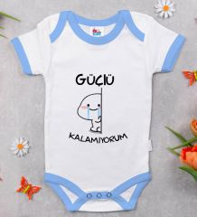 BK Kids Güçlü Kalamıyorum Tasarımlı Mavi Bebek Body Zıbın-1