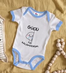BK Kids Güçlü Kalamıyorum Tasarımlı Mavi Bebek Body Zıbın-1