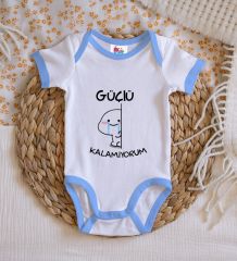 BK Kids Güçlü Kalamıyorum Tasarımlı Mavi Bebek Body Zıbın-1