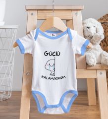 BK Kids Güçlü Kalamıyorum Tasarımlı Mavi Bebek Body Zıbın-1