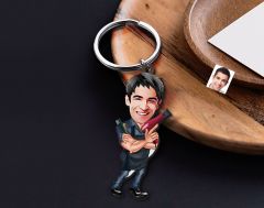 BK Gift Kişiye Özel Kuaför Karikatürlü Ahşap Anahtarlık-2 Sevgiliye Hediye, Arkadaşa Hediye, Doğum Günü Hediyesi