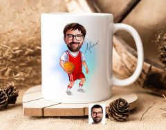 Bk Gift Kişiye Özel Erkek Basketbolcu Karikatürlü Beyaz Kupa Bardak-5, Sevgiliye Hediye, Arkadaşa Hediye