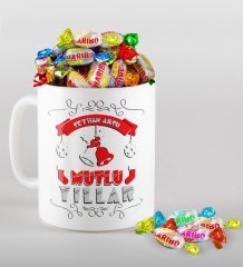 Kişiye Özel Yılbaşı Mutlu Yıllar Beyaz Kupa ve Haribo Şeker Hediye Seti-7