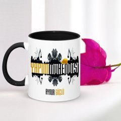 Kişiye Özel Mesleki Yapım Mühendisi Siyah Kupa Bardak - 002