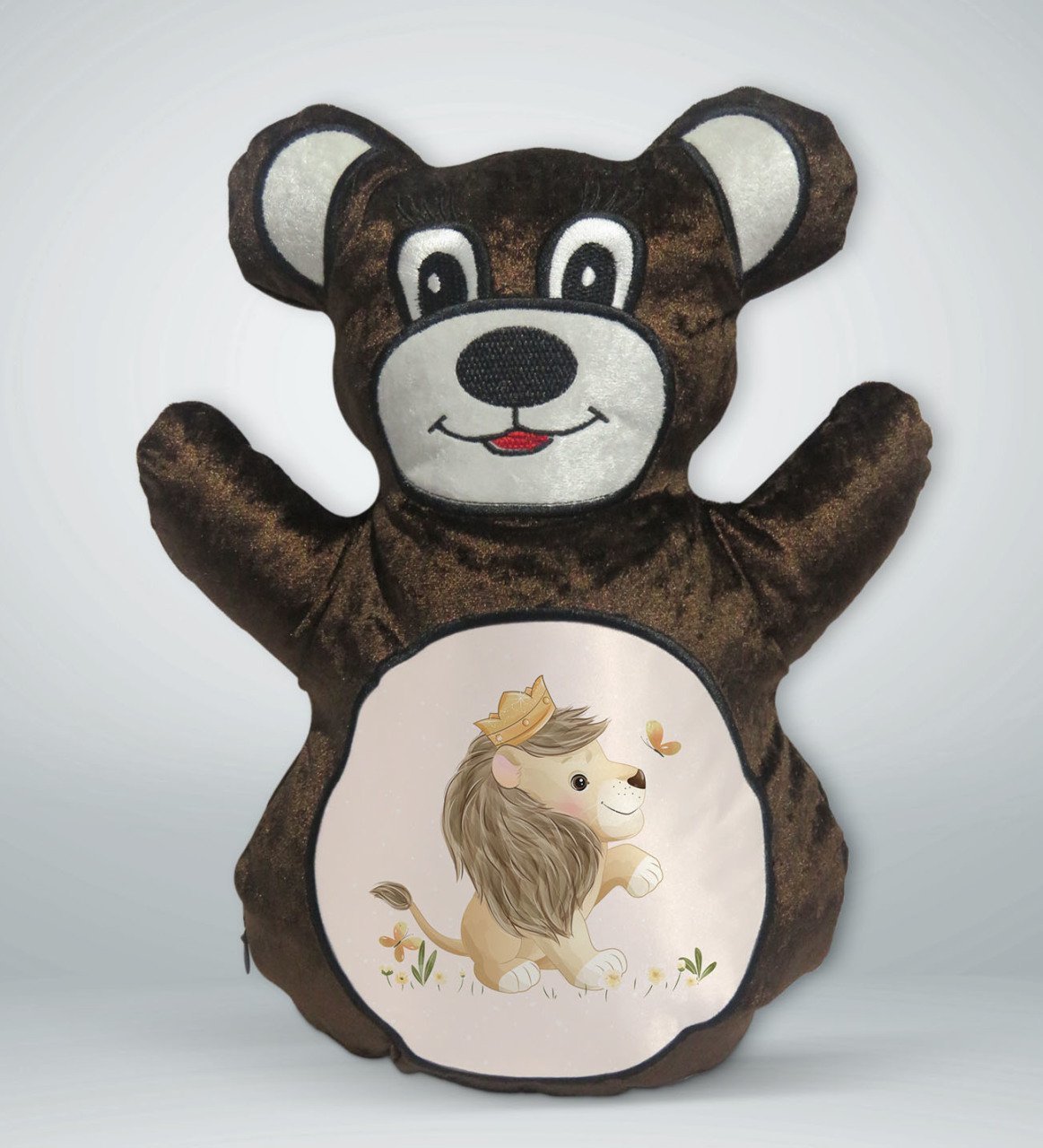 BK Gift Sevimli Aslan Tasarımlı Kahverengi Ayıcık Yastık-3