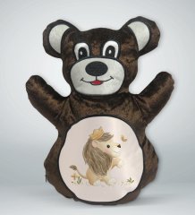 BK Gift Sevimli Aslan Tasarımlı Kahverengi Ayıcık Yastık-3