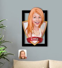 Kişiye Özel İsimli Kadın Karikatürlü 3D Ahşap Tablo-37