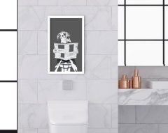 BK Home Banyo Tuvalet Dekoratif Ahşap Beyaz Çerçeveli Tablo-1