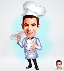Kişiye Özel Erkek Pizza Şefi Tasarımlı Dijital Karikatür-1