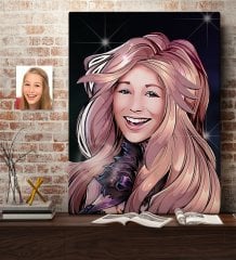 Kişiye Özel Kadın Karikatürlü Kanvas Tablo 50x70cm-53