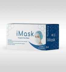 El Değmeden Üretilmiş Burun Telli 50'li Paket 3 Katlı Cerrahi Maske