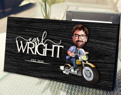 BK Gift Kişiye Özel Erkek Motorcu Karikatürlü Kabartma Figürlü Ahşap Tablo, Duvar Dekoru, Arkadaşa Hediye, Özel Tasarım Ev Hediyesi-1