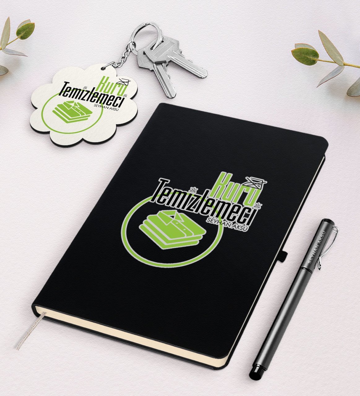 Kişiye Özel Kuru Temizlemeci Siyah Defter Kalem Ve Anahtarlık Hediye Seti