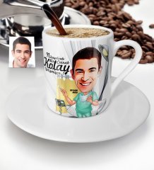 Kişiye Özel Bay Cerrah Karikatür Türk Kahvesi Fincanı - 1