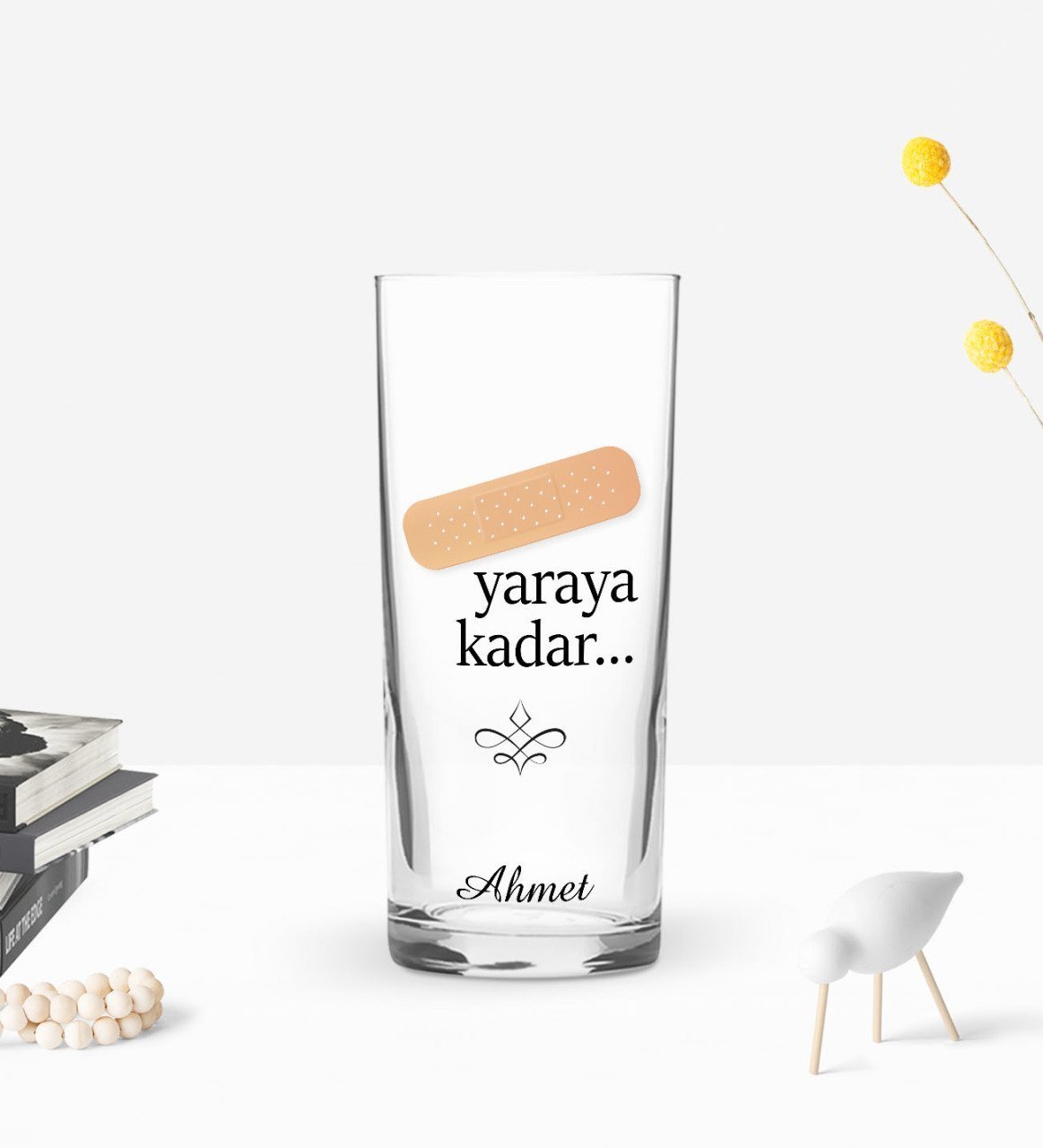 Kişiye Özel Renkli Baskılı Yaraya Kadar Tasarımlı Rakı Bardağı-1