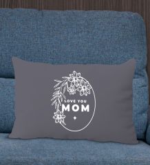 BK Gift Anneler Günü Tasarımlı Premium Kumaş Antrasit Dikdörtgen Kırlent Yastık, Anneler Günü Hediyesi, Ev Dekorasyonu-4