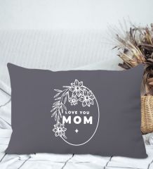 BK Gift Anneler Günü Tasarımlı Premium Kumaş Antrasit Dikdörtgen Kırlent Yastık, Anneler Günü Hediyesi, Ev Dekorasyonu-4