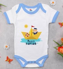 BK Kids Kişiye Özel Mavi Bebek Body Zıbın - Model 114