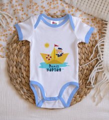 BK Kids Kişiye Özel Mavi Bebek Body Zıbın - Model 114