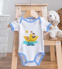 BK Kids Kişiye Özel Mavi Bebek Body Zıbın - Model 114