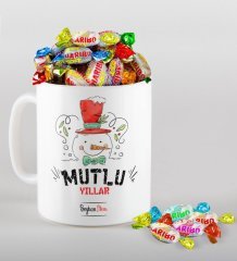 Kişiye Özel Yılbaşı Mutlu Yıllar Beyaz Kupa ve Haribo Şeker Hediye Seti-5