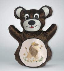 BK Gift Sevimli Aslan Tasarımlı Kahverengi Ayıcık Yastık-1