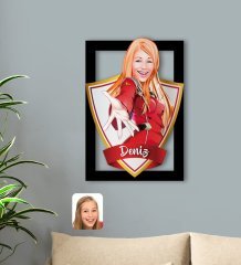Kişiye Özel İsimli Kadın Karikatürlü 3D Ahşap Tablo-34