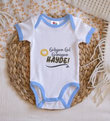 BK Kids Geldiysen Gel Tasarımlı Mavi Bebek Body Zıbın-1