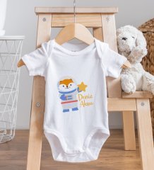 BK Kids Kişiye Özel Fotoğraflı Bebek Yastık ve Bebek Body Zıbın Hediye Seti - Model 45