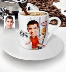 Kişiye Özel Bay Basketbolcu Karikatür Türk Kahvesi Fincanı - 1