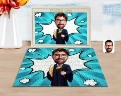 Kişiye Özel Erkek Hakim Karikatürlü 1000 Parça Profesyonel Puzzle-1