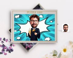 Kişiye Özel Erkek Hakim Karikatürlü 1000 Parça Profesyonel Puzzle-1